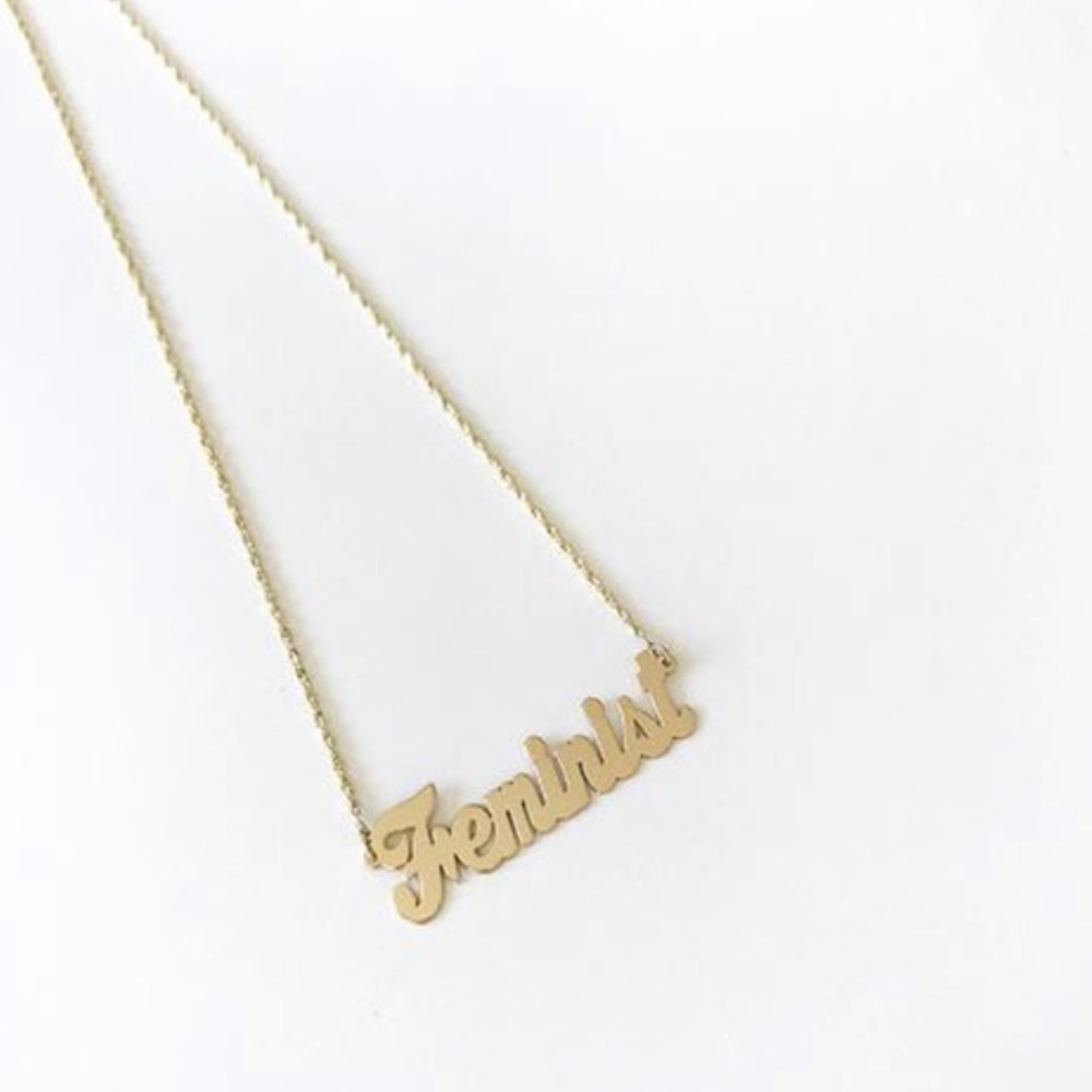 Kristen elspeth 14k gold feminist name necklace